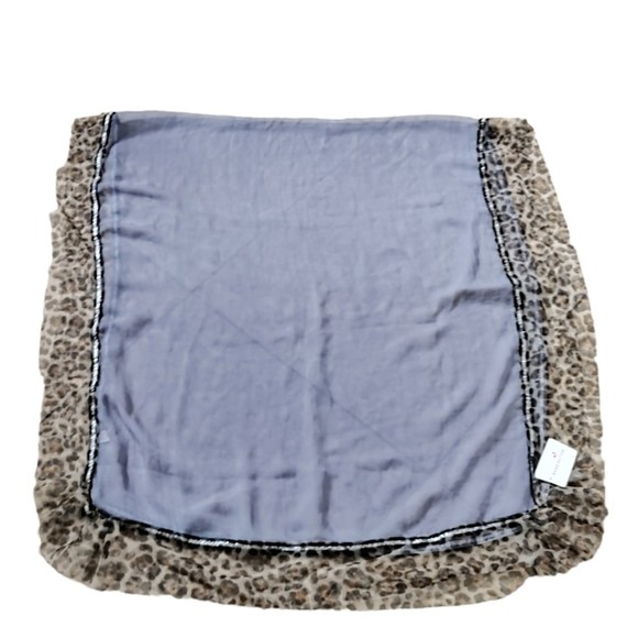 Barrington Sheer Gray Wrap Cheetah Animal & Black Sparkle Detail - Shawl Scarf - Picture 4 of 9